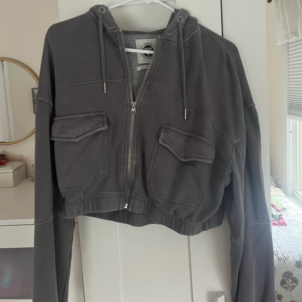 Urban Outfitters Gray Cropped Jacket